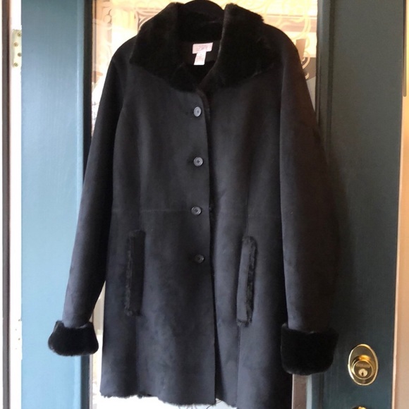 Ann Taylor LOFT Black Faux Suede Coat - Picture 1 of 7
